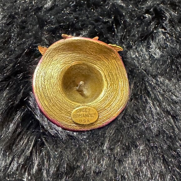 MINIATURE SWEET ROMANCE METAL BLUSHING ROSE HAT AND STAND USA - Picture 8 of 8